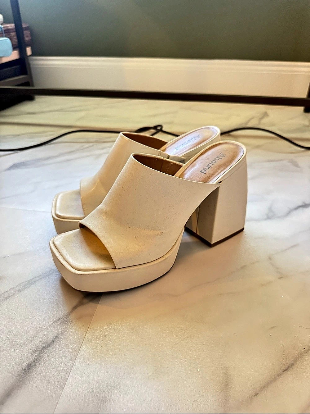 Abound Platform Block Heel Mules in Cream
